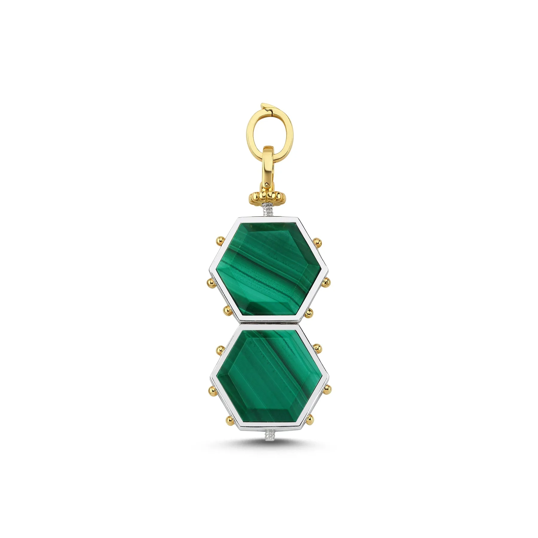 MINI SEGRETA MALACHITE AND EMERALD LOCKET