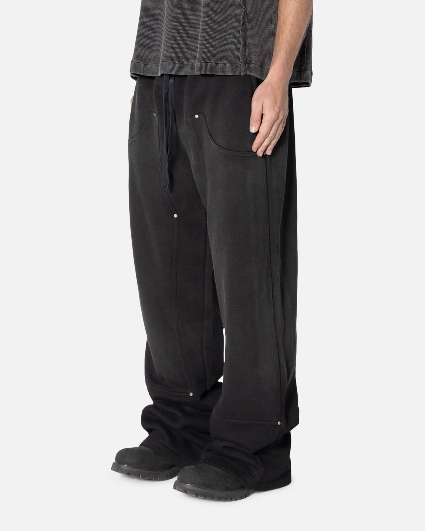 MNML West Double Knee Sweatpants Washed Black