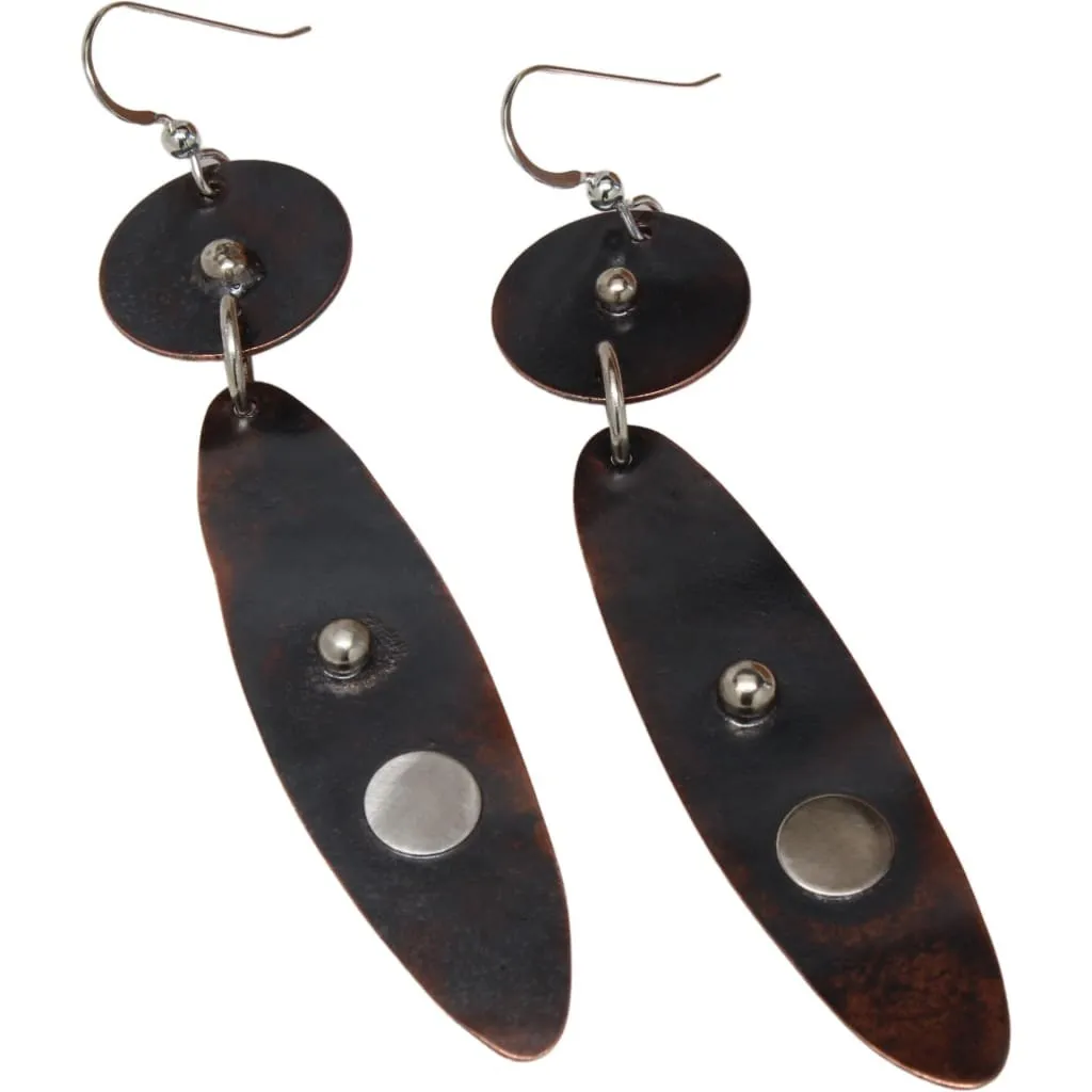 Moon and Stars Mixed Metal Spear Earrings