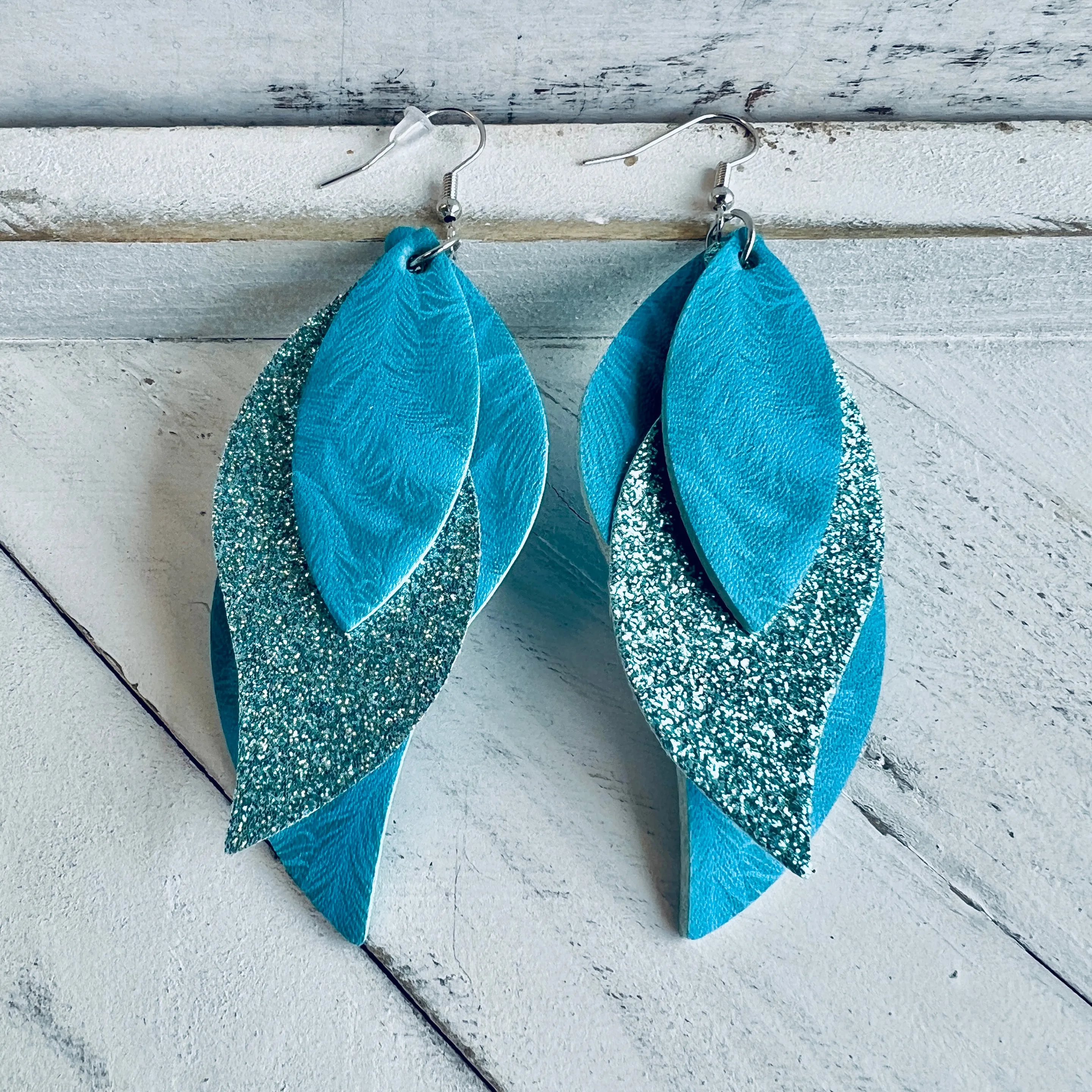 Mystical Feather Faux Leather Teardrop Ear Bling Two Styles Available