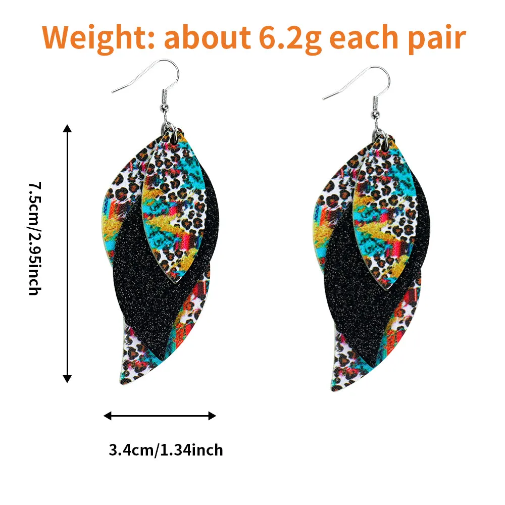 Mystical Feather Faux Leather Teardrop Ear Bling Two Styles Available