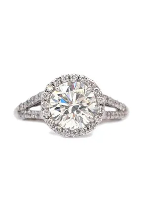 Oster Collection 18KWG Split-Shank Halo Round Diamond Engagement Ring