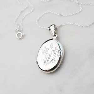 Oval Locket Necklace with Floral Details