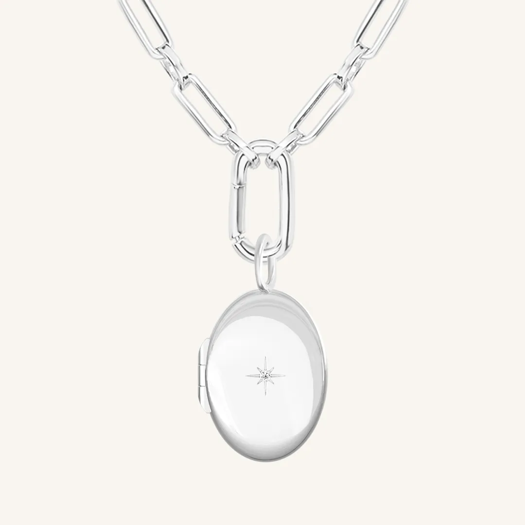 Oval Photo Locket Necklace