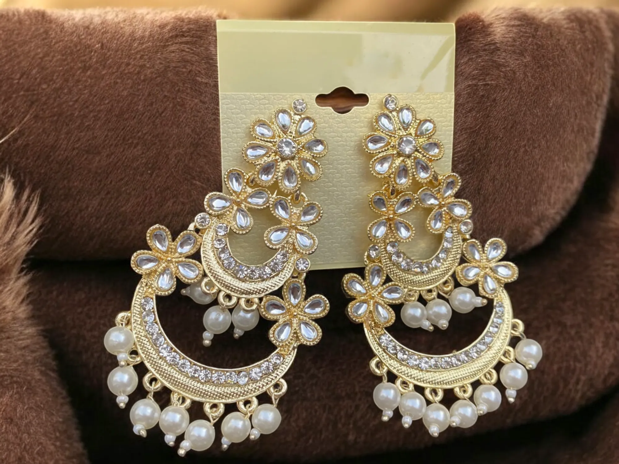 Pakistani Chandbali Kundan Earrings Jewellery Set, Statement Earrings,Indian Pearl Earrings, Bollywood Kundan Jewelry