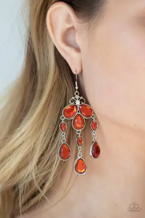 Paparazzi Earring ~ Clear The HEIR - Orange