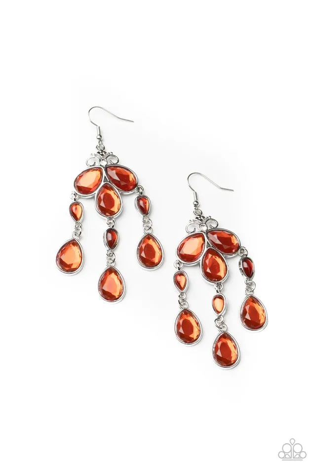 Paparazzi Earring ~ Clear The HEIR - Orange