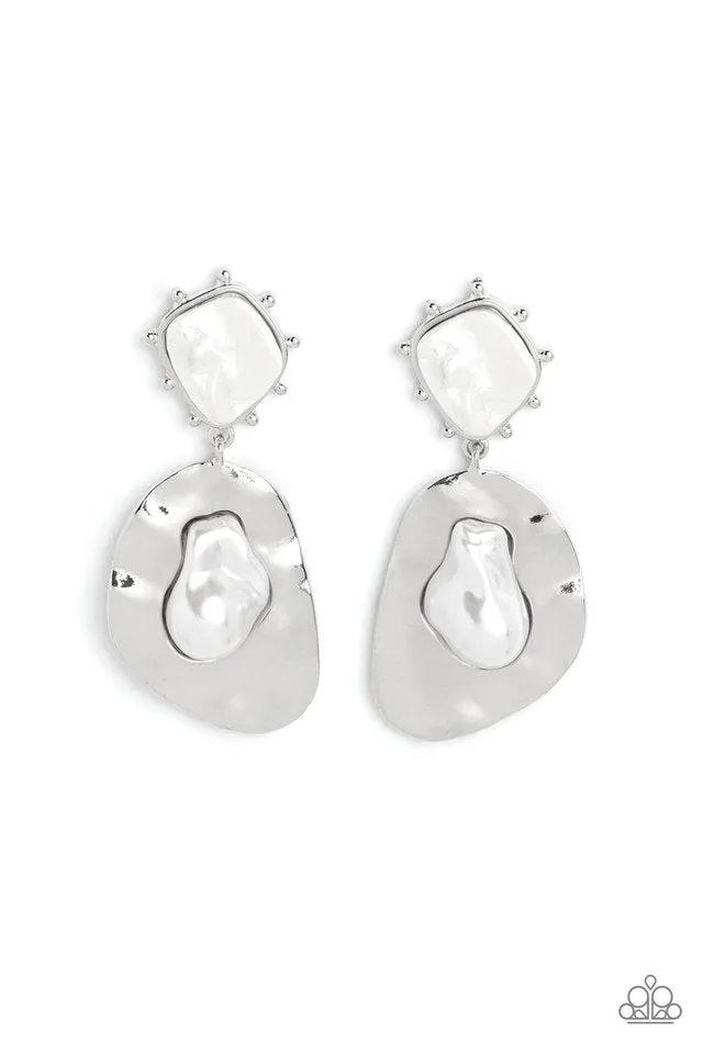 Paparazzi Earring ~ Rippling Rhapsody - White