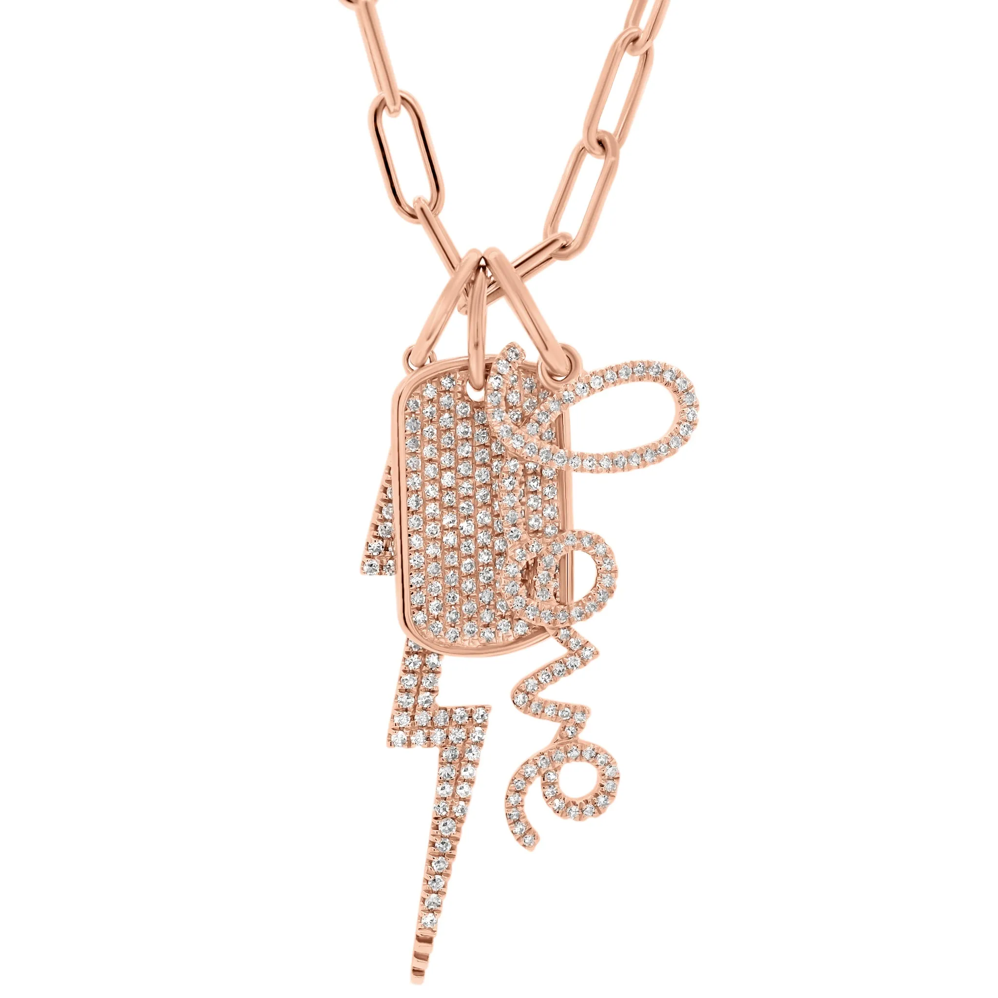 Pave Diamond Dog Tag Necklace