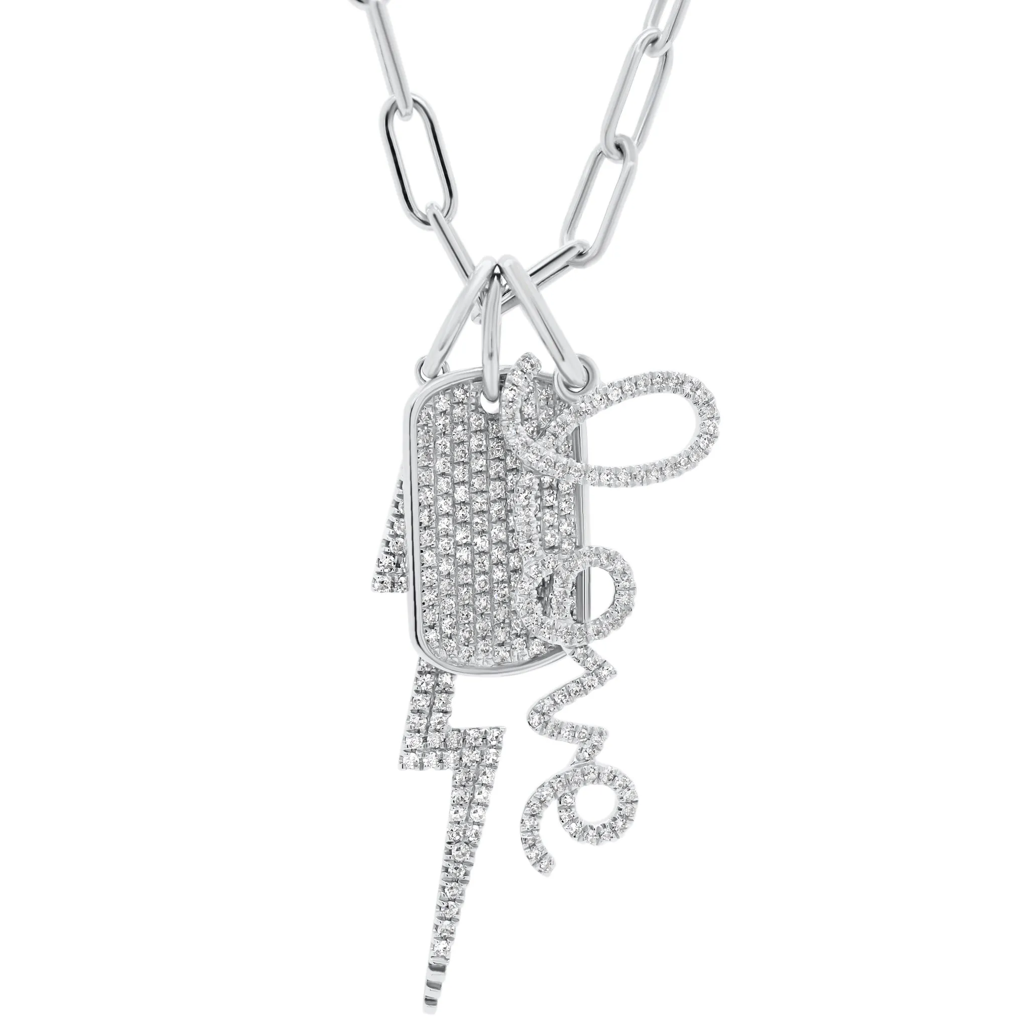 Pave Diamond Dog Tag Necklace