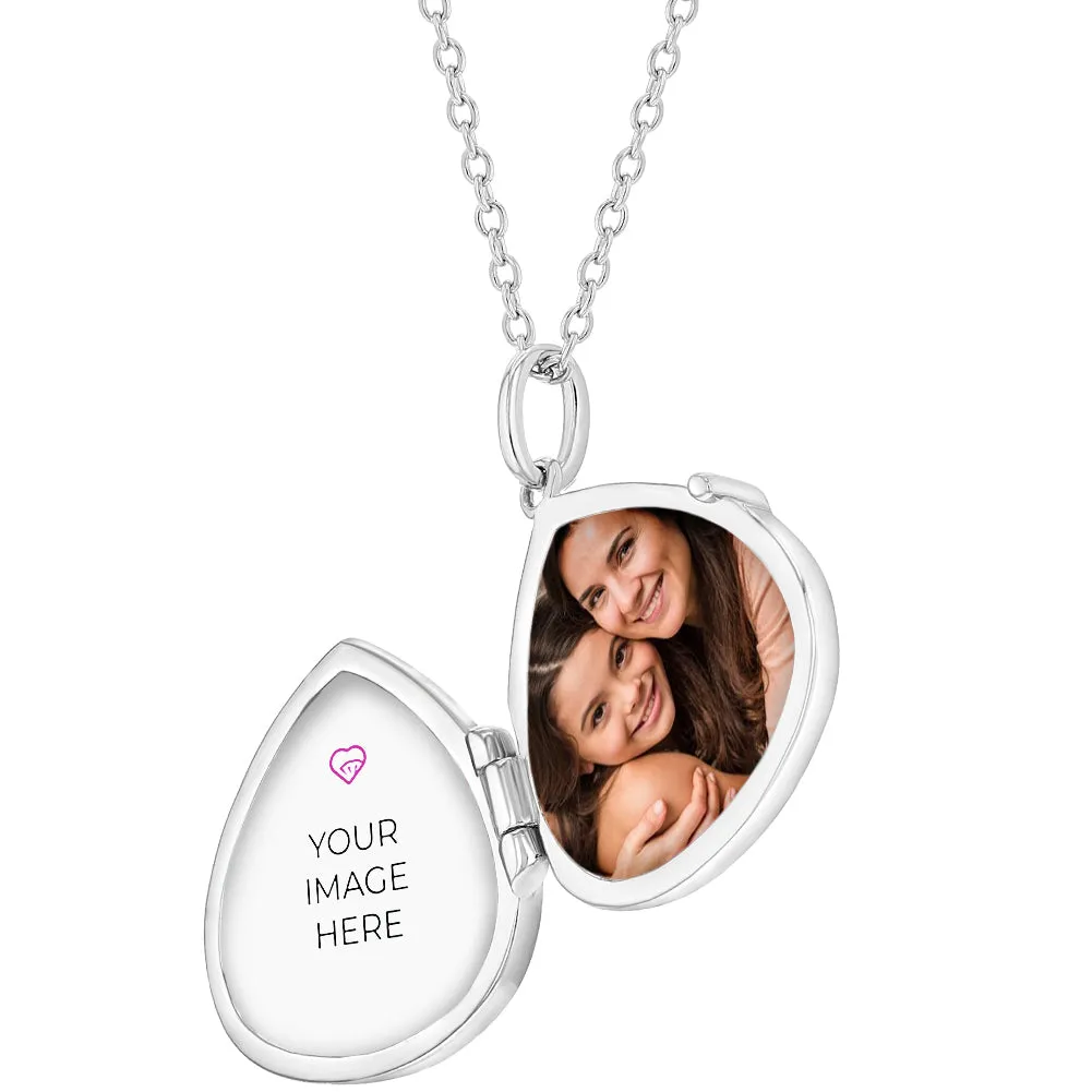 Pear Shaped Photo Locket Kids / Children's / Girls Pendant/Necklace Personalized / Engravable - Sterling Silver