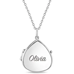 Pear Shaped Photo Locket Kids / Children's / Girls Pendant/Necklace Personalized / Engravable - Sterling Silver