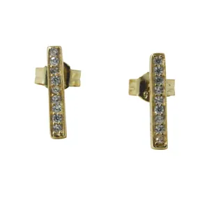 "Sparkle Bar" Gold-Dipped Mini CZ Bar Earrings