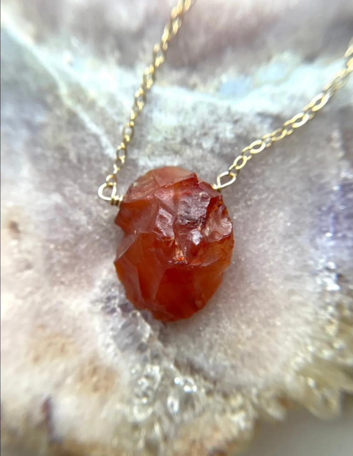 Raw Carnelian Necklace - Crystal Necklace - Carnelian Jewelry - Sacral Chakra Necklace - Gift For Her