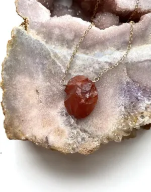 Raw Carnelian Necklace - Crystal Necklace - Carnelian Jewelry - Sacral Chakra Necklace - Gift For Her