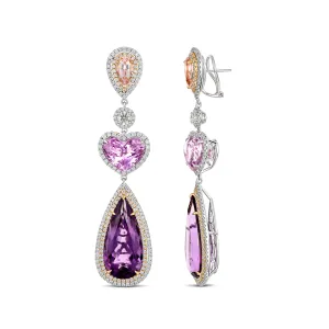 Regal Collection® Gemstone and Diamond Drop Multi Shape Earrings | White Gold