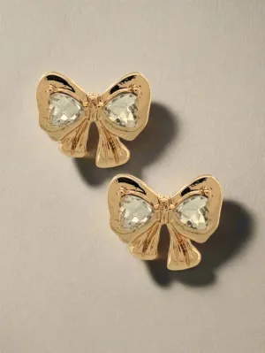 Regal Crystal Accent Bow Earrings