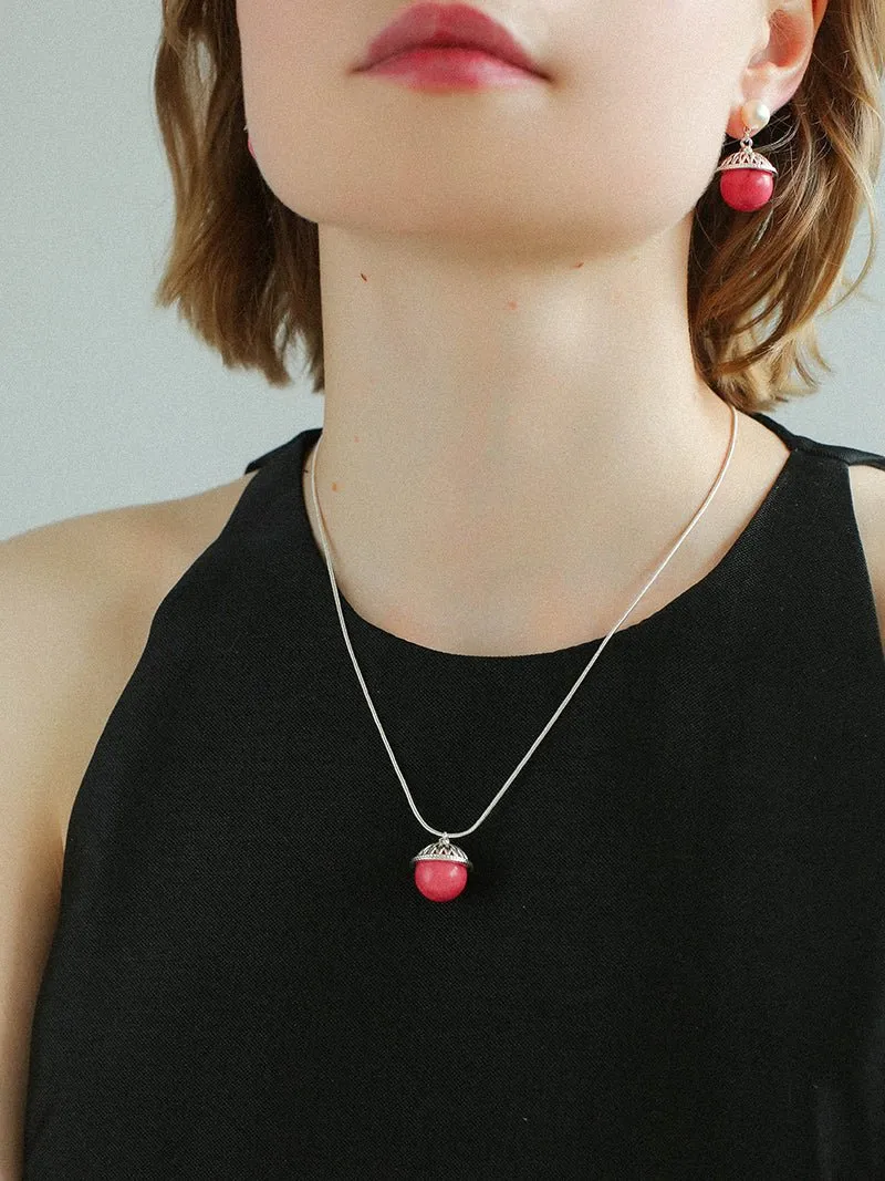 Rose Chalcedony Gemstone Pendant Necklace