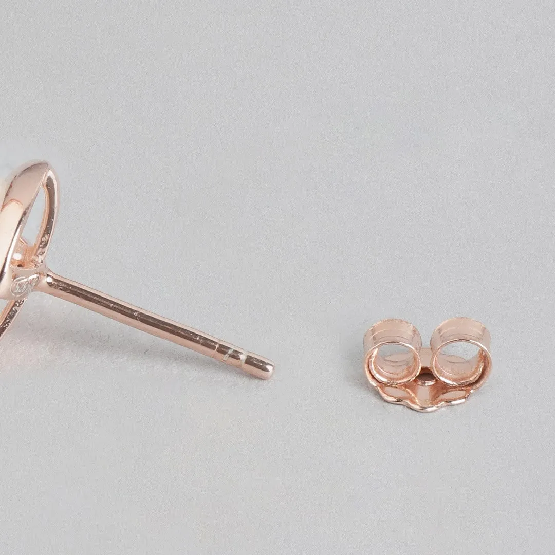 Rose Gold Elegance Freshwater Pearl 925 Sterling Silver Stud Earrings