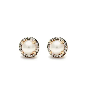 Rosette Stud Earring (Large) - Yellow Gold, Pearl & White Diamonds