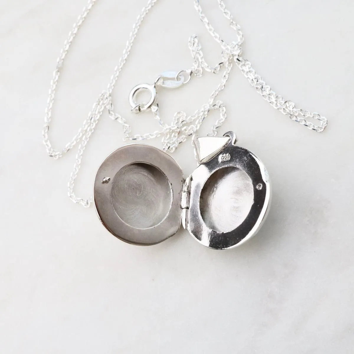 Round Locket Necklace with Vine Details