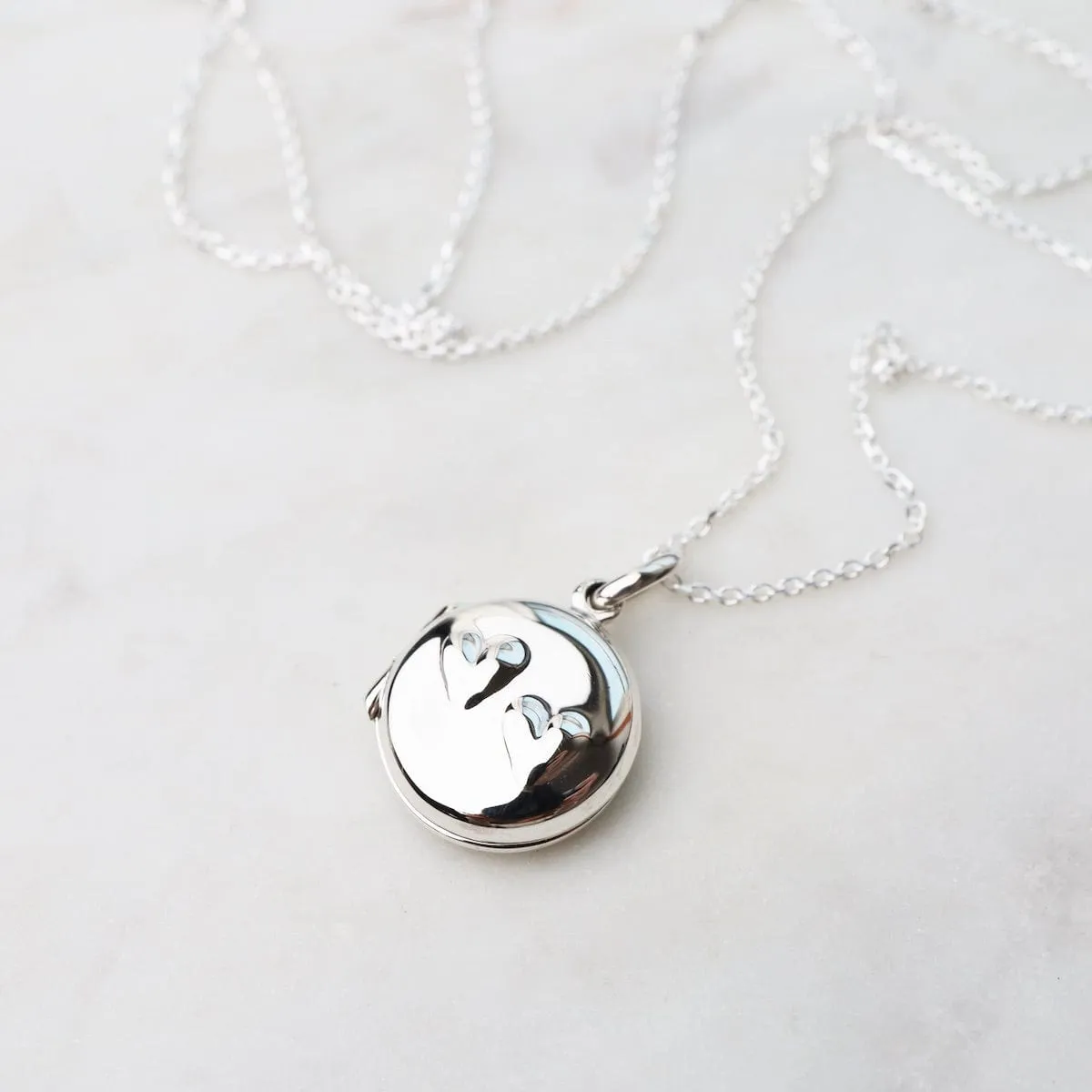 Round Locket with Double Hearts