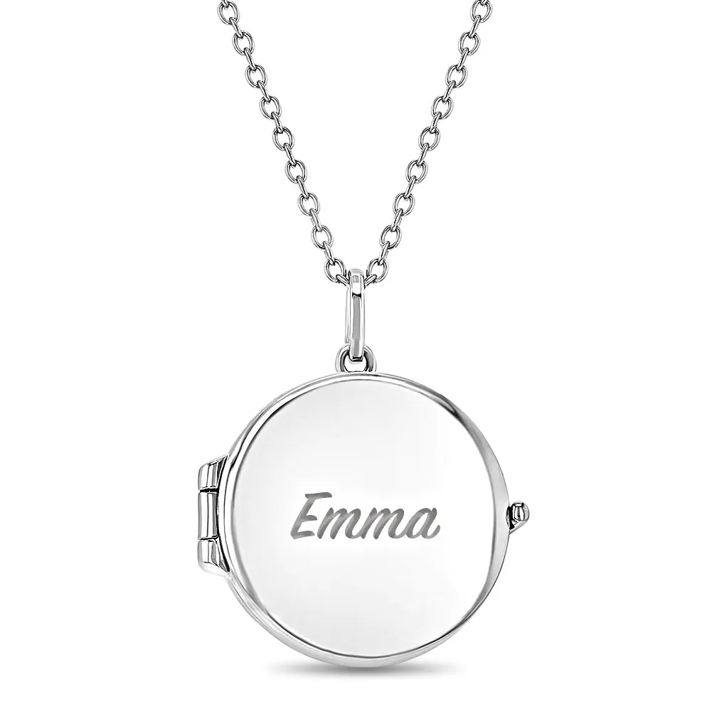 Round Photo Locket Kids / Children's / Girls Pendant/Necklace Personalized / Engravable - Sterling Silver