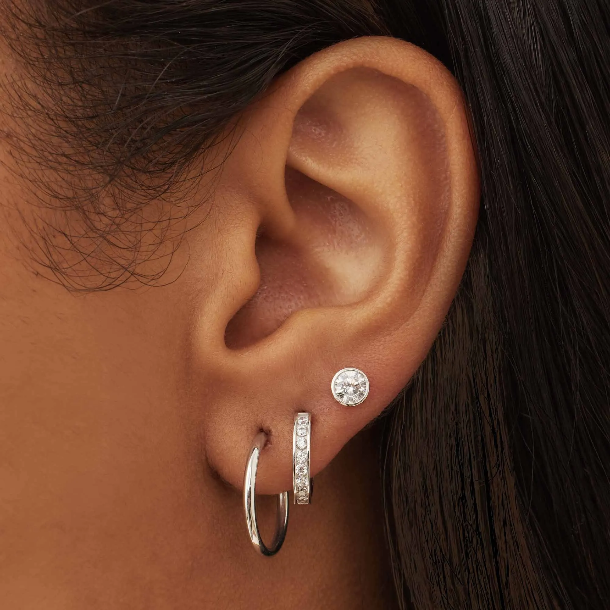 Saint Germain Juliette 14 karat white gold ear studs with zirconia stone