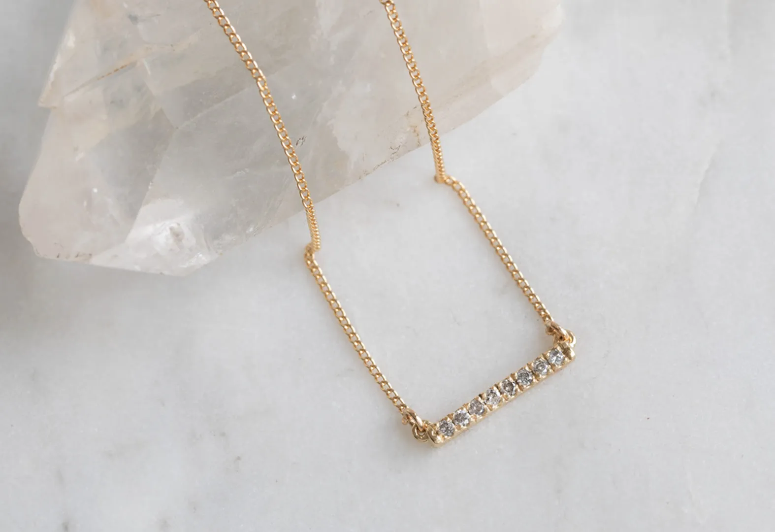 Salt and Pepper Diamond Bar Necklace