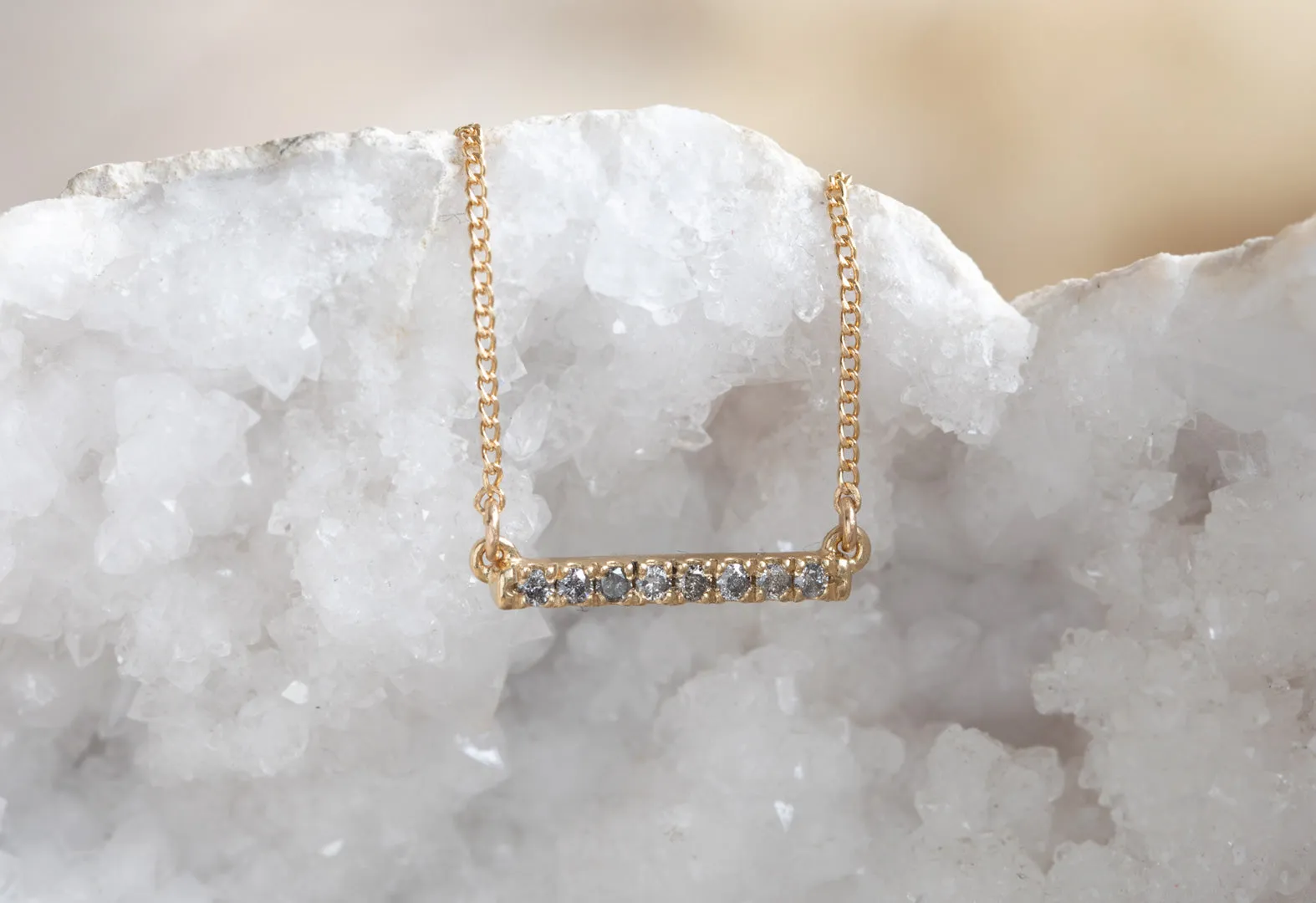 Salt and Pepper Diamond Bar Necklace