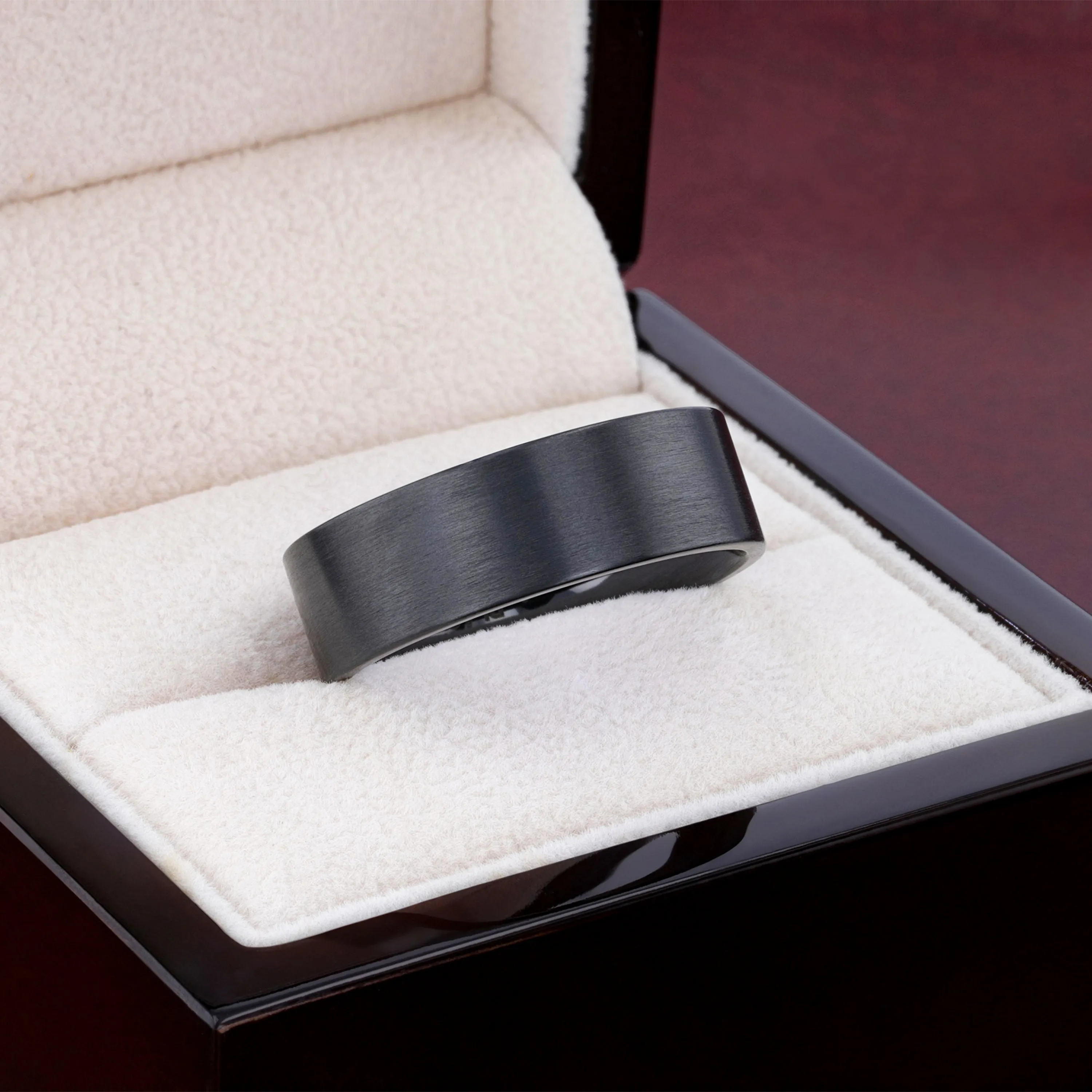 SAN ANTONIO Flat Black Tungsten Carbide Band with Brushed Finish - 4mm - 12mm