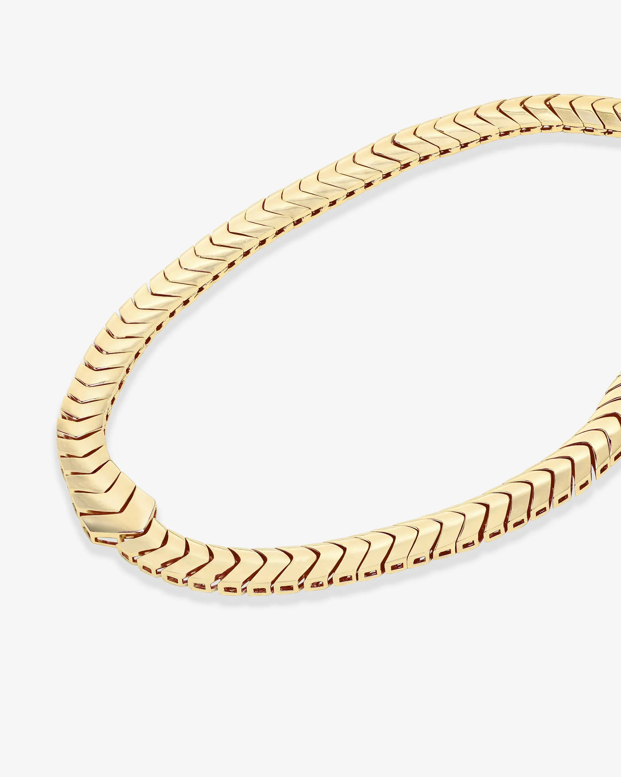 Serpent Herringbone Collar 16" - Gold