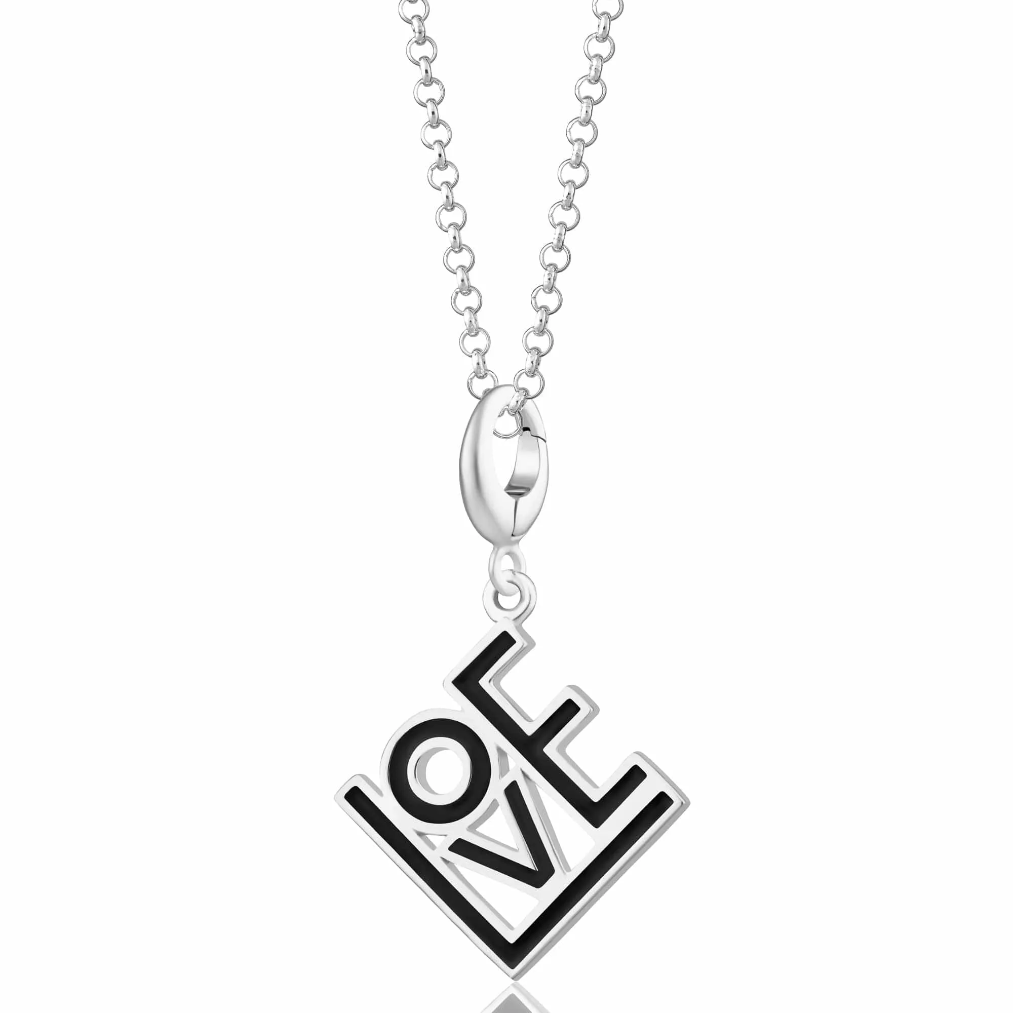 Silver LOVE Necklace (Black)