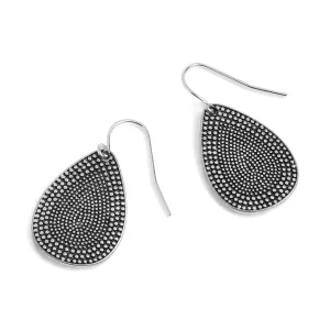 Silver Studded Open Teardrop Dangle Earrings