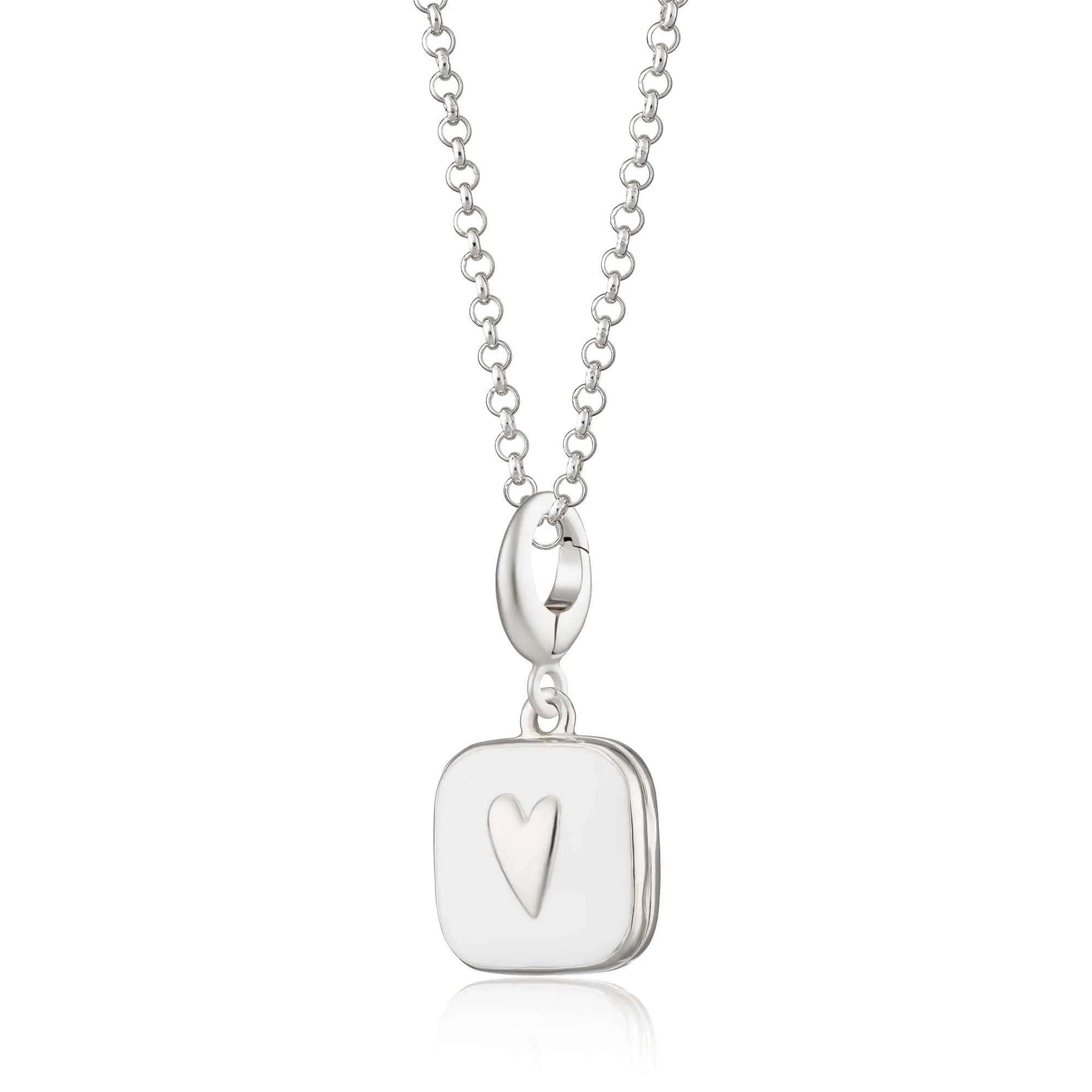 Silver White Heart Locket Necklace