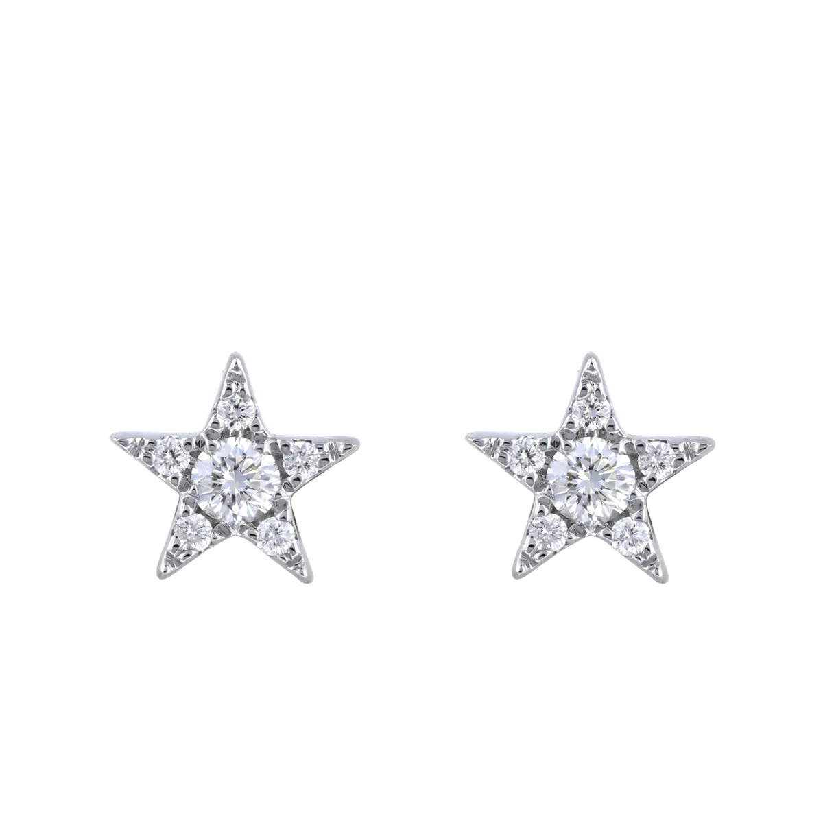 Soleil Collection 0.09ct Diamond Star Stud Earrings | 9K White Gold