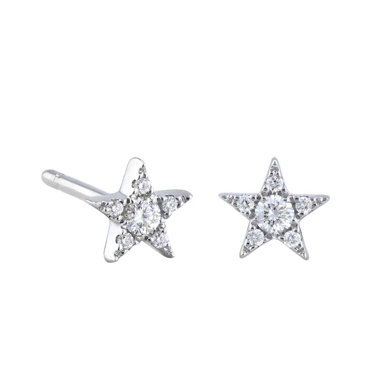 Soleil Collection 0.09ct Diamond Star Stud Earrings | 9K White Gold