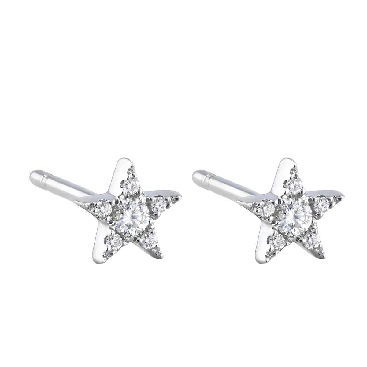 Soleil Collection 0.09ct Diamond Star Stud Earrings | 9K White Gold