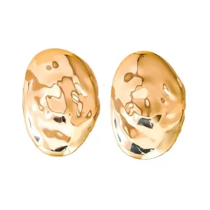 Statement Earrings with an Edgy Metal Design and Irregular Oval Shape