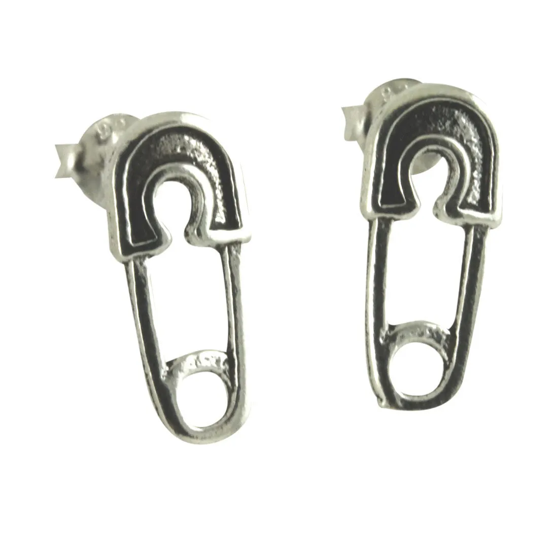 Sterling Safety Pin Stud Earrings -