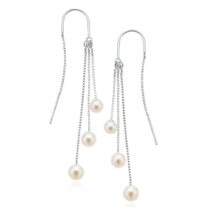 Sterling Silver 5-6mm Freshwater Pearl Drop Earrings