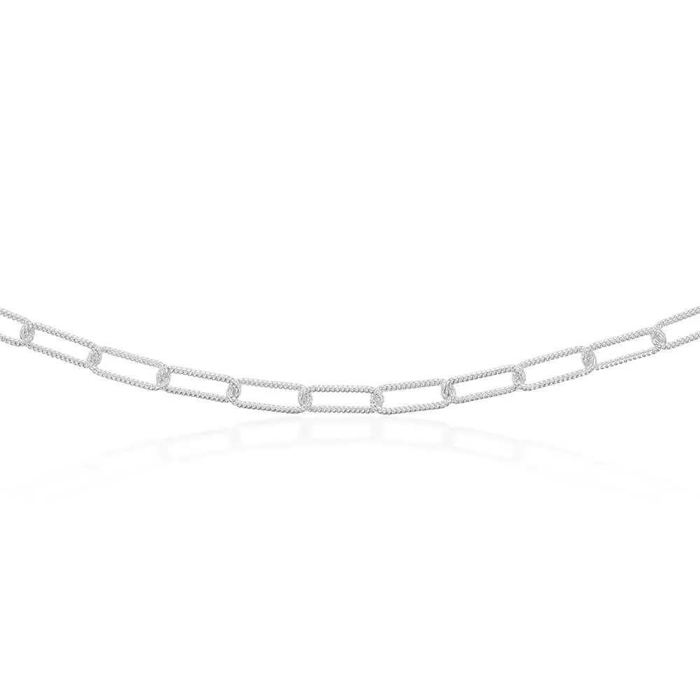 Sterling Silver Patterned Paperclip 140 Gauge 45cm Chain