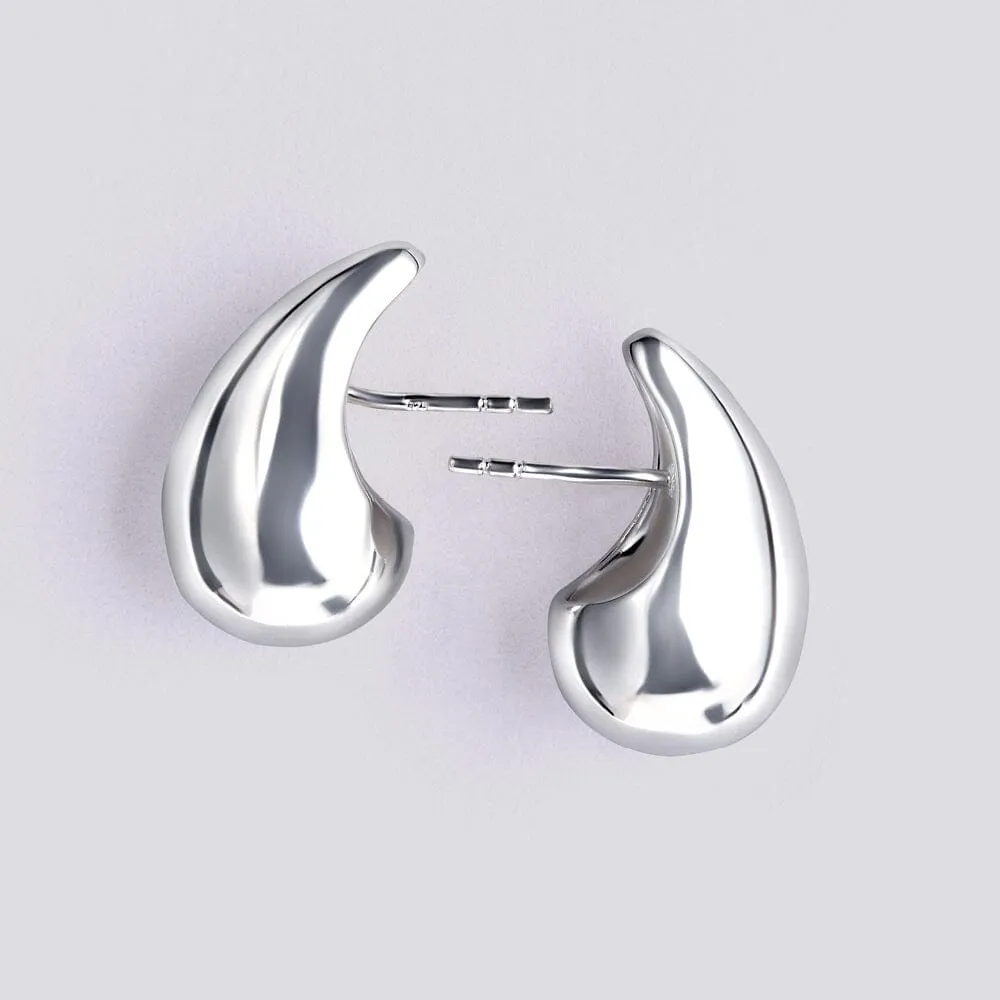 Teardrop Stud Earrings in Sterling Silver