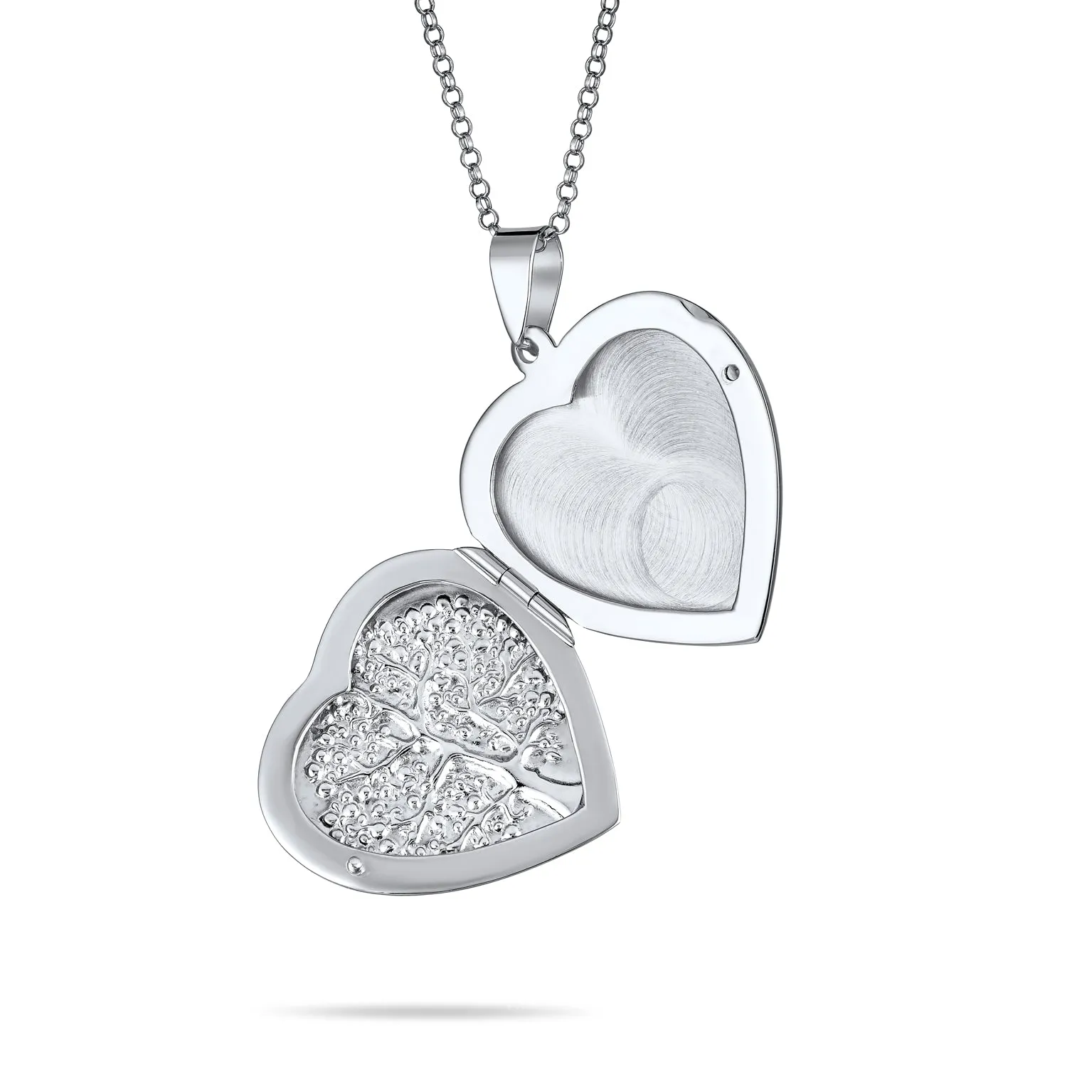 Tree Of Life Heart Shape Photo Locket Urn Pendant .925 Sterling Silver