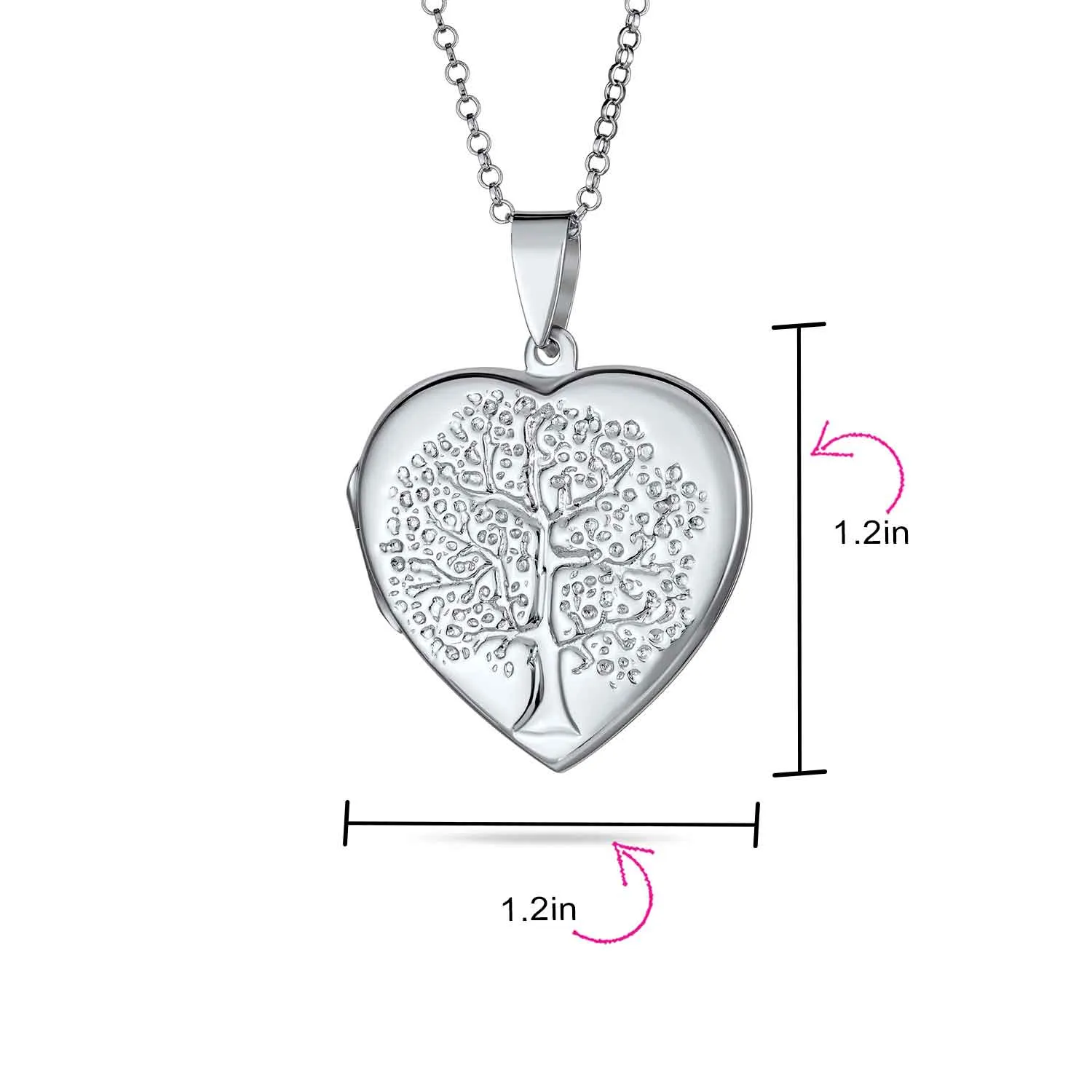 Tree Of Life Heart Shape Photo Locket Urn Pendant .925 Sterling Silver