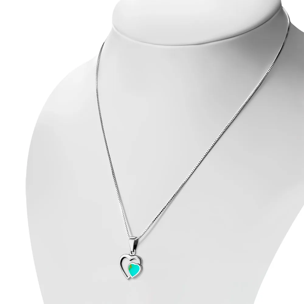 Turquoise Hearts Sterling Silver Pendant