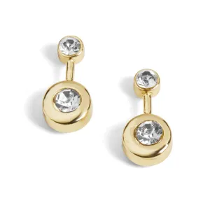 Two Circle Drop Stud Earrings - Gold