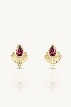 Venus Rhodolite Gold Earrings