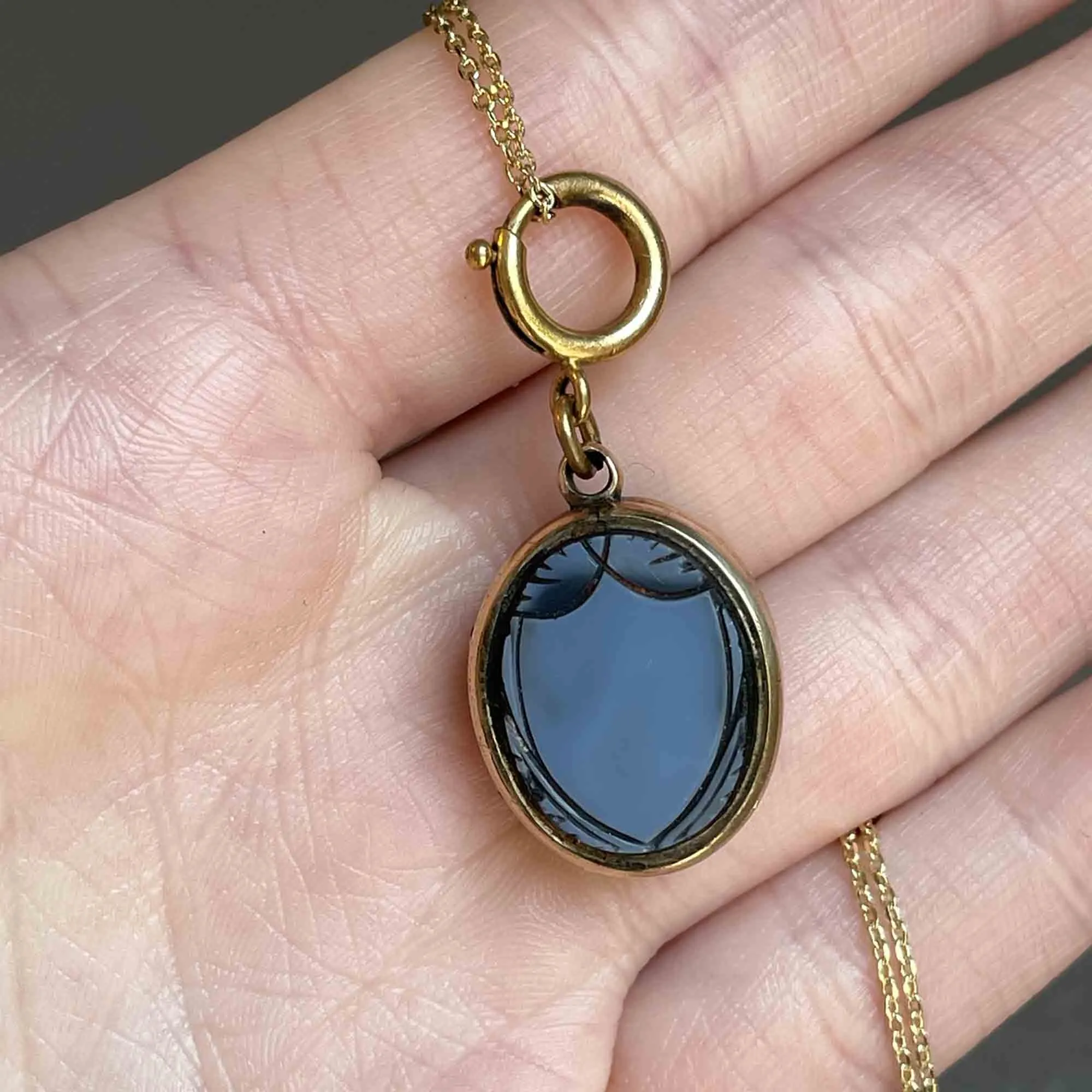 Victorian Bloodstone Scottish Agate Fob Locket Necklace