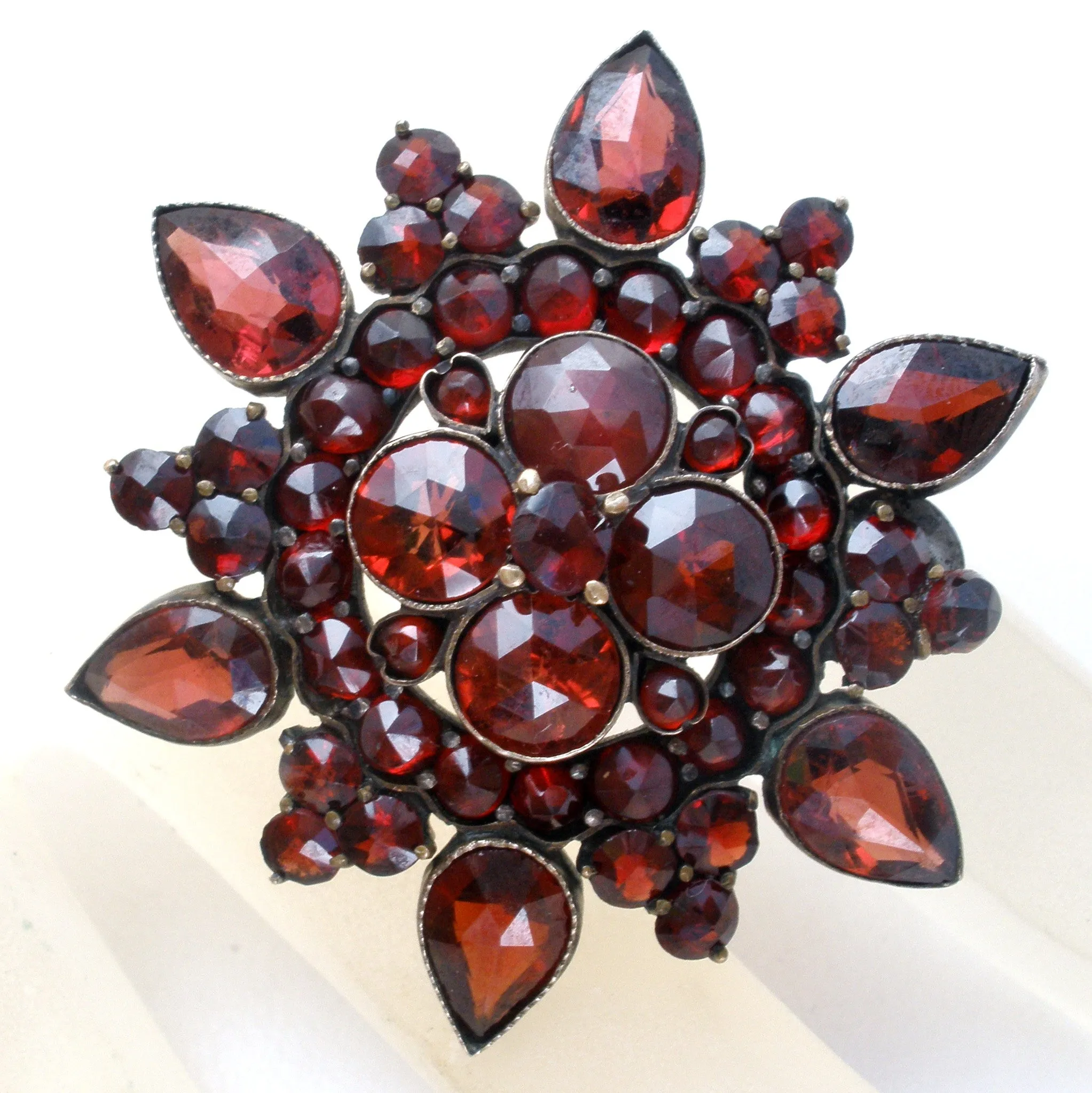 Victorian Bohemian Garnet Brooch Pin 6 Points